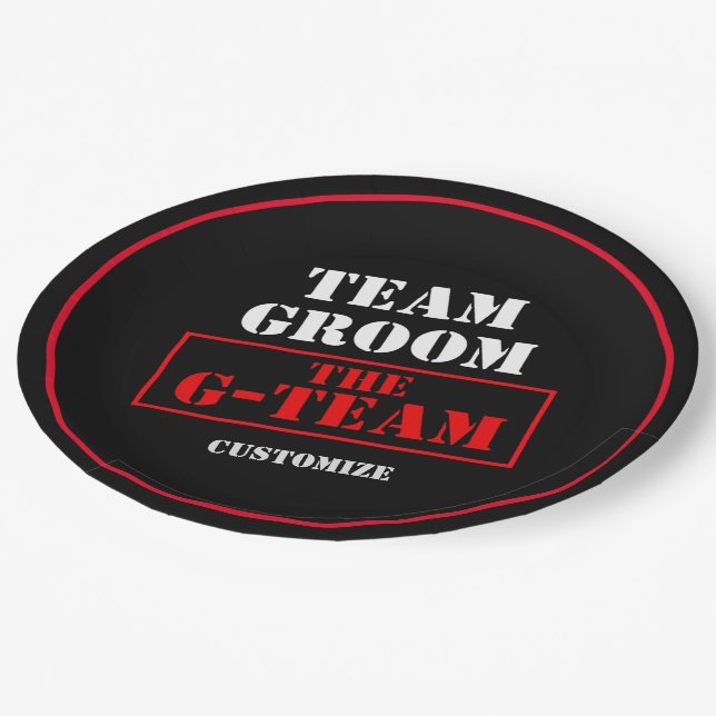 The G-Team Team Groom Paper Plates (Angled)