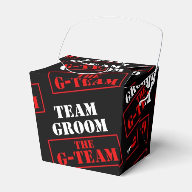 The G-Team Team Groom Take-Out Favor Boxes (Front Side)