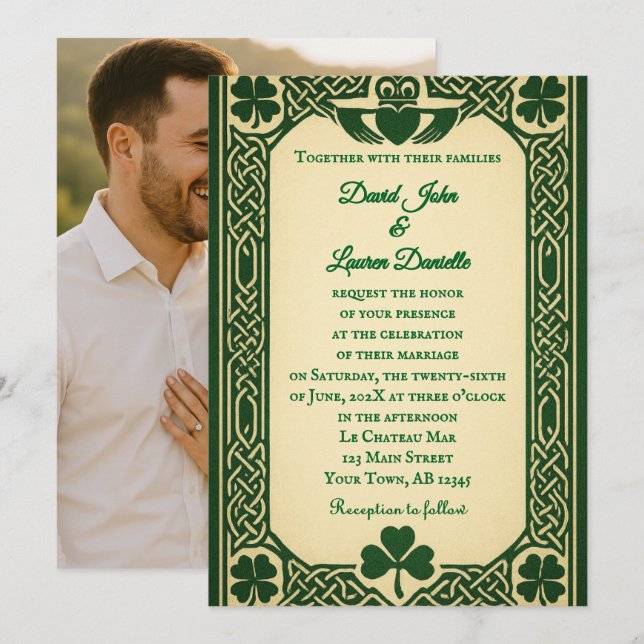 The Gaelic Seal Photo Wedding Invitation (Front/Back)