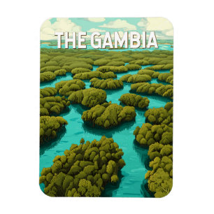 The Gambia Illustration Travel Art Vintage Magnet