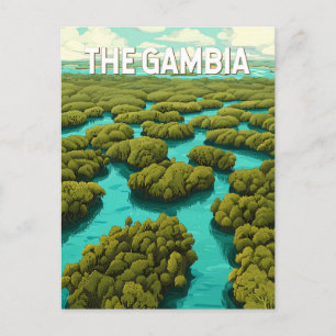 The Gambia Illustration Travel Art Vintage Postcard