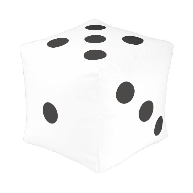 The Gambler - Black and White Dice Pouf (Angled Back)