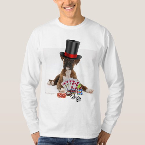 The Gambling Boxer Dog Mens Long Sleeve T_Shirt