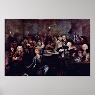 The Gambling Den " By Hogarth William Poster