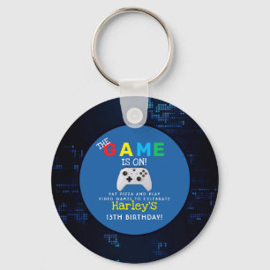 The Game Is On! Custom Photo Video Game Birthday Keychain
