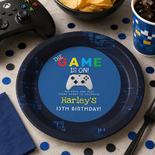 The Game Is On! Custom Photo Video Game Birthday Paper Plates