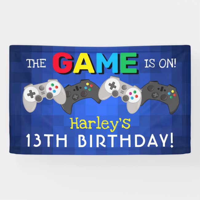 The Game Is On! | Video Game Birthday Banner