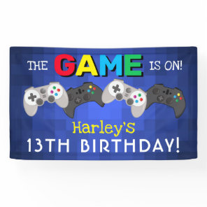The Game Is On! | Video Game Birthday Banner