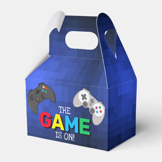 The Game Is On! | Video Game Birthday Thank You Favor Boxes (Front Side)