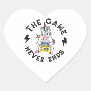 The Game never ends for Unicorns Heart Sticker