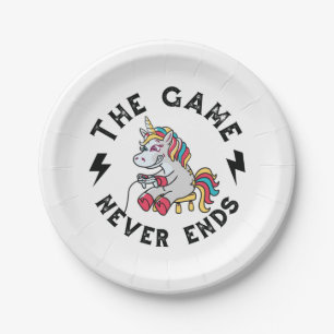 The Game never ends for Unicorns Paper Plates