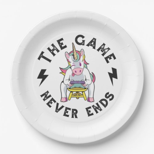The Game never ends for Unicorns Paper Plates