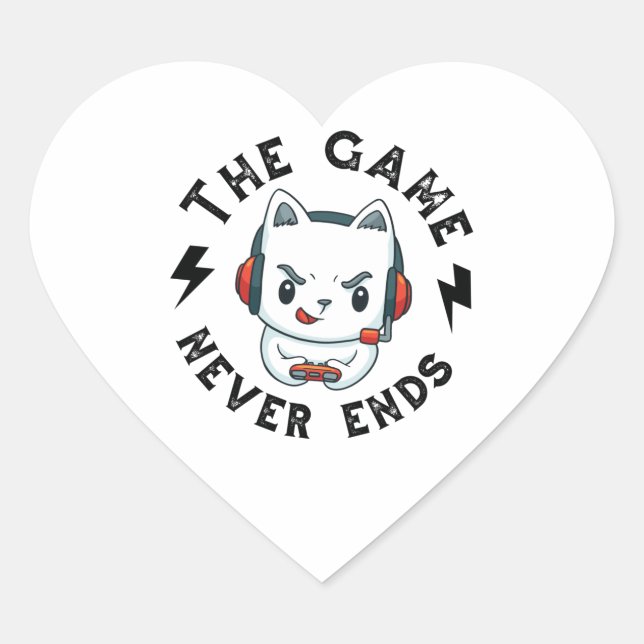 The Game never ends Heart Sticker (Front)