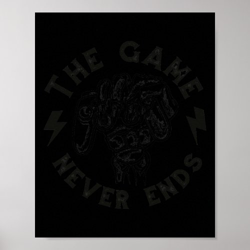 The Game Never Ends Skeleton Hand Video Gamer Poster