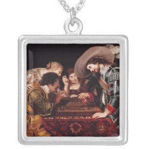 The Game of Backgammon Silver Plated Necklace