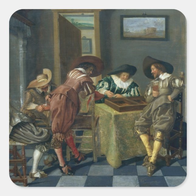 The Game of Backgammon Square Sticker (Front)