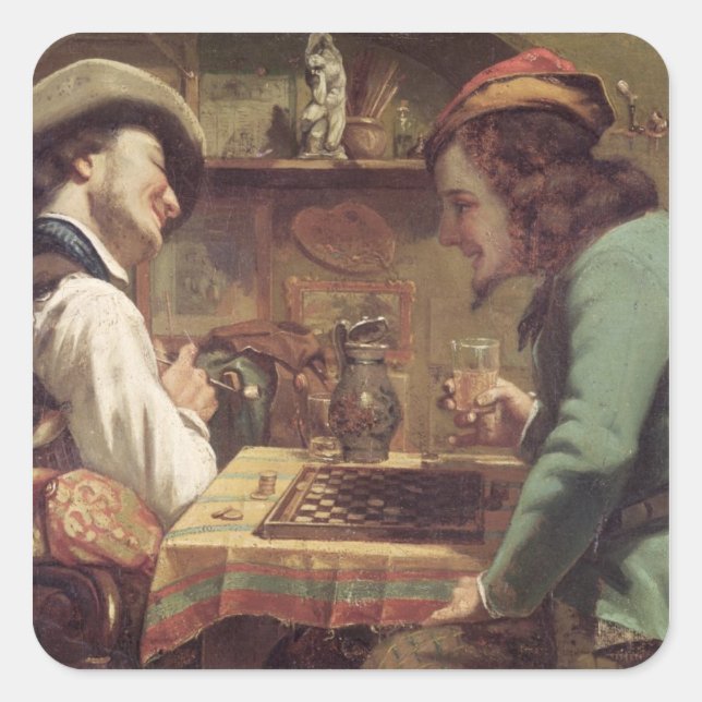 The Game of Draughts, 1844 Square Sticker (Front)