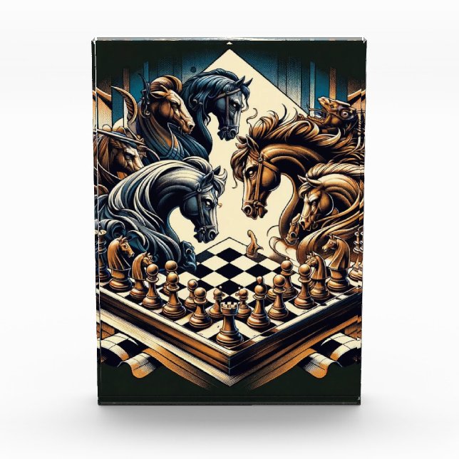 The game of knights – chess meets fantasy acrylic award (Front)