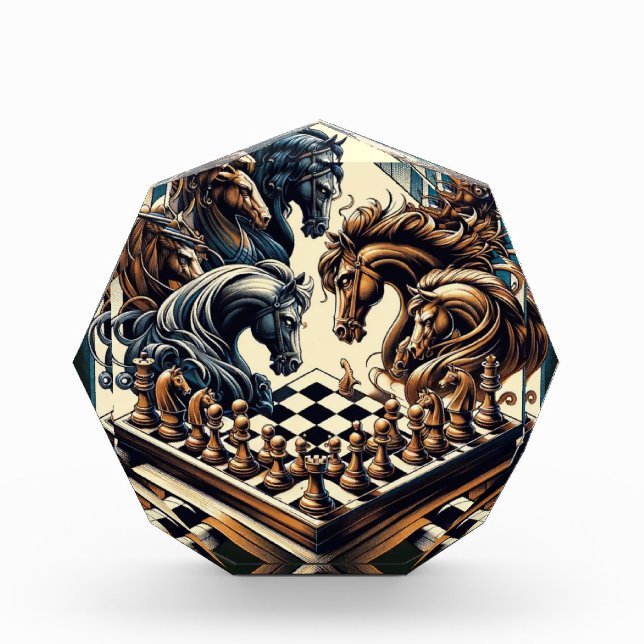 The game of knights – chess meets fantasy acrylic award (Front)