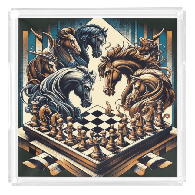 The game of knights – chess meets fantasy acrylic tray (Front)