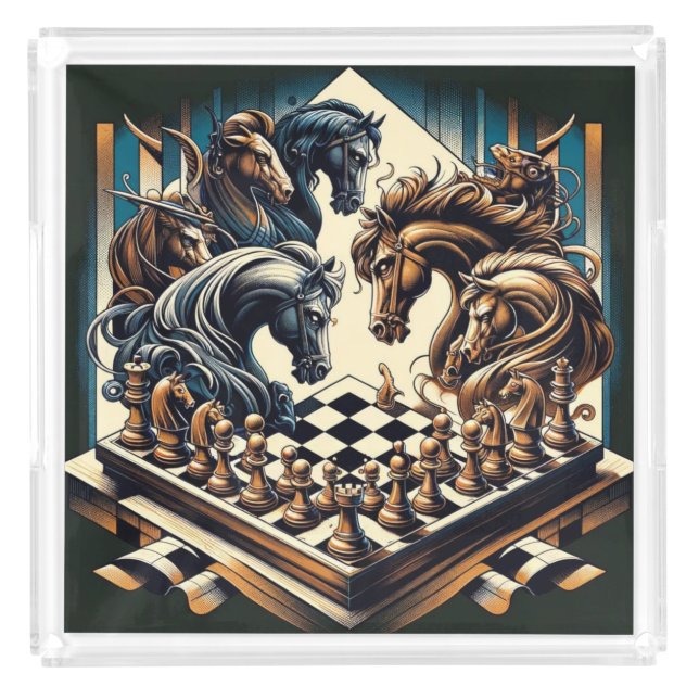 The game of knights – chess meets fantasy acrylic tray (Front)