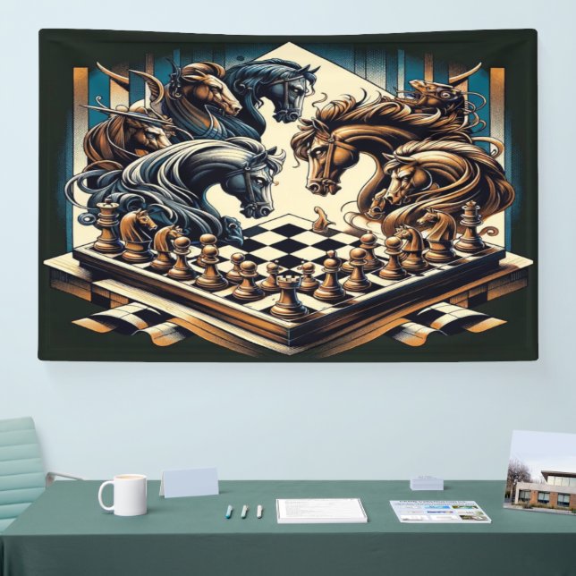 The game of knights – chess meets fantasy banner (Tradeshow)