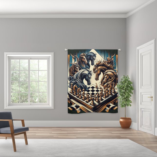 The game of knights – chess meets fantasy blackout curtains (Wide)