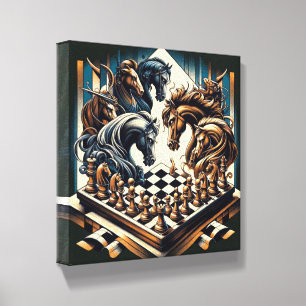 The game of knights – chess meets fantasy canvas photo tile
