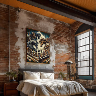 The game of knights – chess meets fantasy canvas print