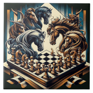 The game of knights – chess meets fantasy ceramic tile