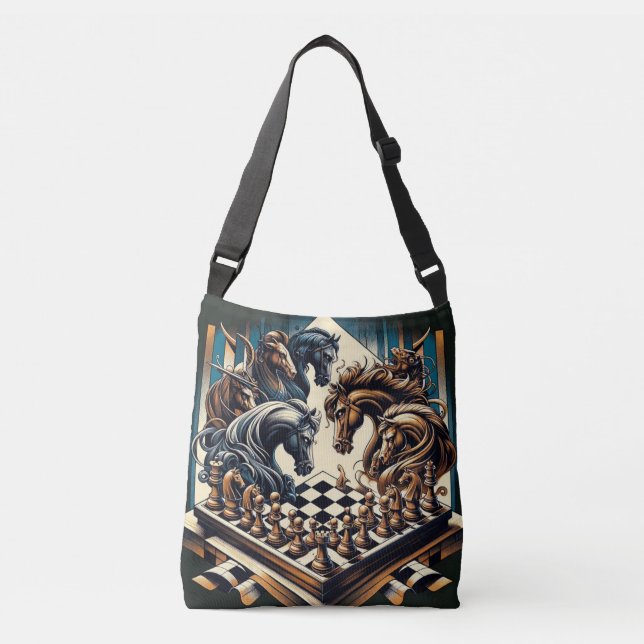 The game of knights – chess meets fantasy crossbody bag (Front)