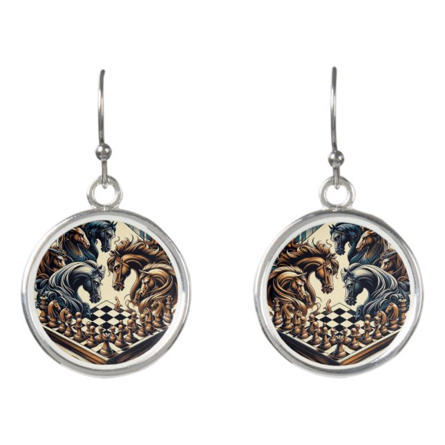 The game of knights – chess meets fantasy earrings (Front)