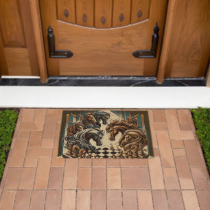 The game of knights – chess meets fantasy fiber doormat