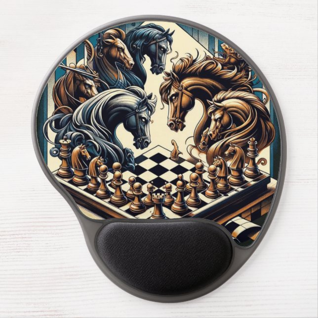 The game of knights – chess meets fantasy gel mouse pad (Front)