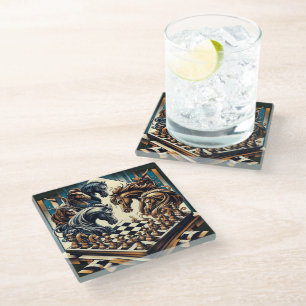 The game of knights – chess meets fantasy glass coaster