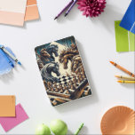 The game of knights – chess meets fantasy iPad mini cover<br><div class="desc">The design depicts a fascinating and imaginative chess scene in which horses with impressive manes and detailed armor are gathered over a chess board. The horses appear to be strategically involved in the game of chess, creating a strong symbolic connection to the knight in the game of chess. The style...</div>