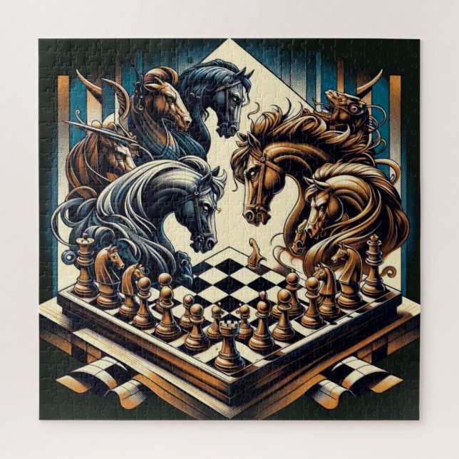 The game of knights – chess meets fantasy jigsaw puzzle (Vertical)