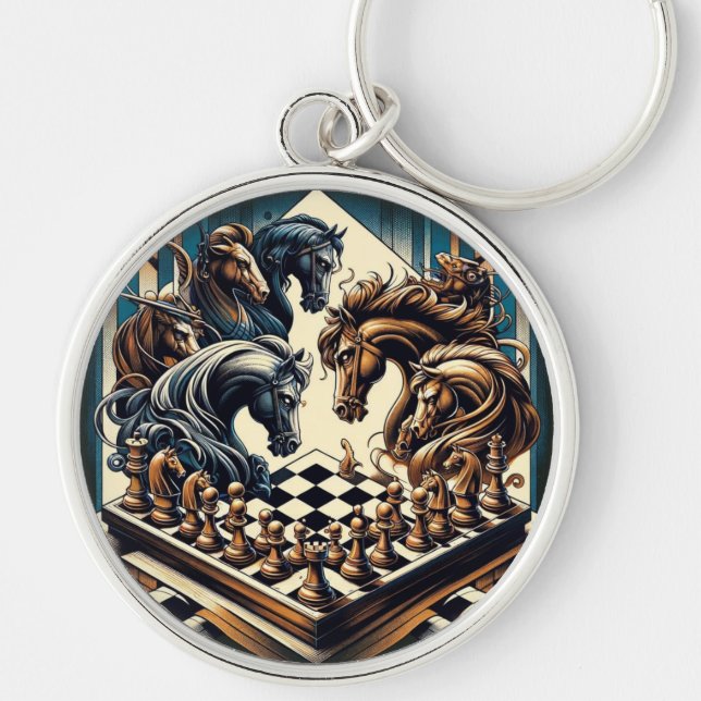 The game of knights – chess meets fantasy keychain (Front)
