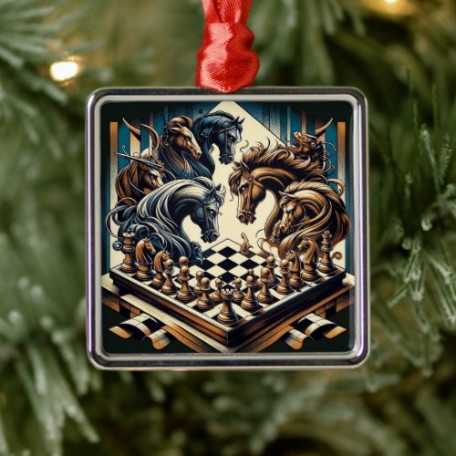 The game of knights – chess meets fantasy metal ornament