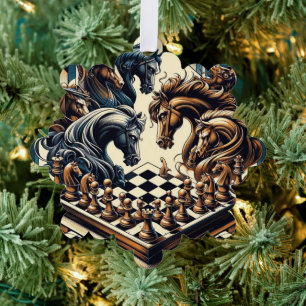 The game of knights – chess meets fantasy ornament card