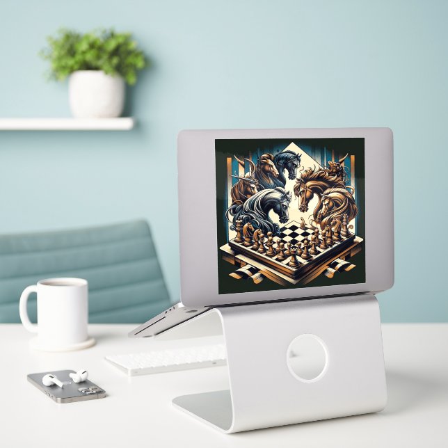 The game of knights – chess meets fantasy sticker (Laptop On Desk)