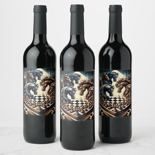 The game of knights – chess meets fantasy wine label (Bottles)
