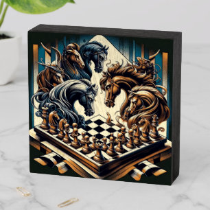 The game of knights – chess meets fantasy wooden box sign