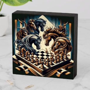 The game of knights – chess meets fantasy wooden box sign