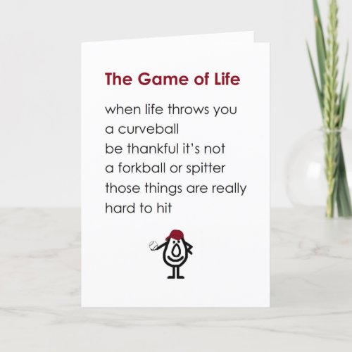 The Game of Life A Funny Get Well Soon Poem Thank You Card