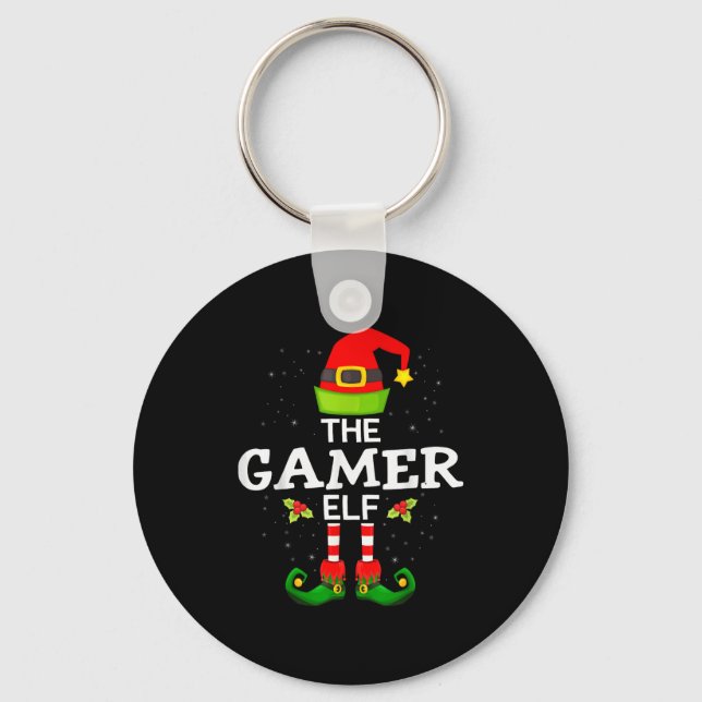 The Gamer Elf Christmas Family Matching Pajama  Keychain (Front)