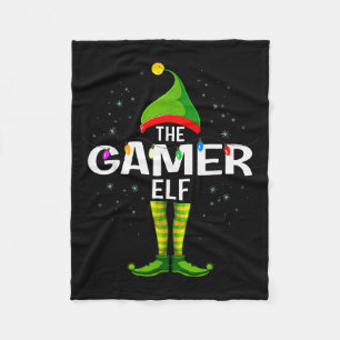 The Gamer Elf Christmas Group Family Pajama Fleece Blanket