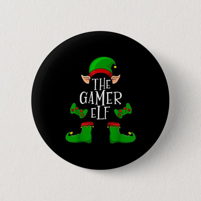 The Gamer Elf Christmas Matching  Button (Front)