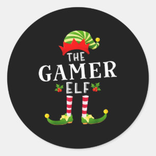 The Gamer Elf Christmas Matching Pajama Classic Round Sticker