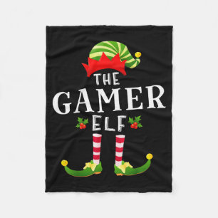 The Gamer Elf Christmas Matching Pajama Fleece Blanket